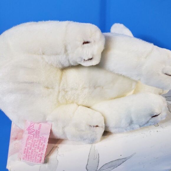 Adorable Vintage Russ Berrie White Rabbit 8" Plush Stuffed Animal Pink Tag - Picture 6 of 11